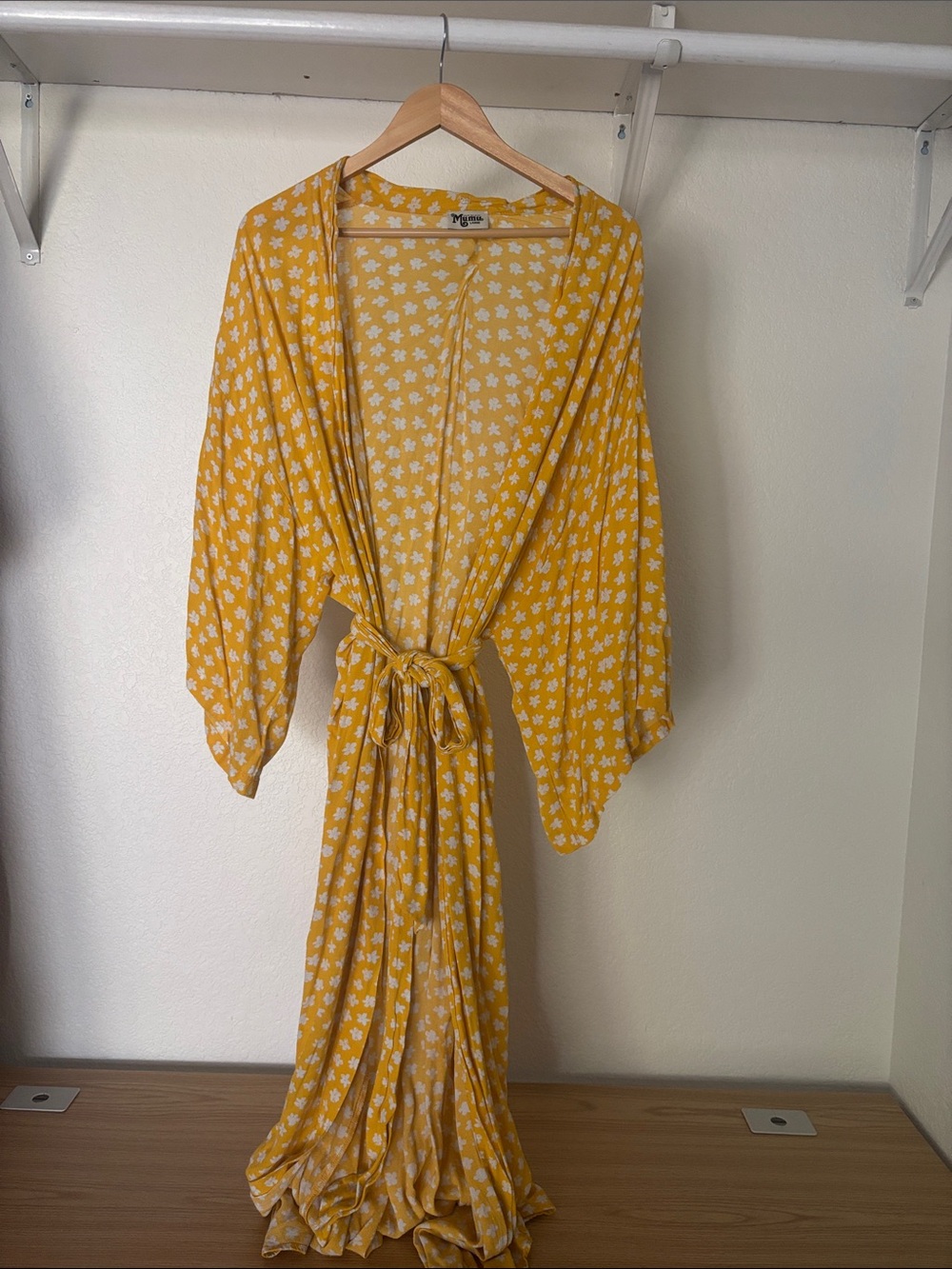 Show Me Your MuMu Yellow Floral Satin Kimono Robe